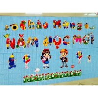 (Ngọc Tú) Sét rời trang trí bảng lớp học Chào mừng năm học mới mẫu to. Có nam châm lá gắn bảng từ.