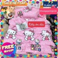 [Ngocle]Bộ vỏ chăn ga gối set 4 món[1m2x2m,1m6x2m,1m8x2m]mẫu hello kitty