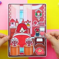 Ngôi nhà Búp Bê Học Liệu Ngôi Nhà búp bê của toca ice vs frie, Đồ chơi thủ công bóc dán đồ chơi montessori