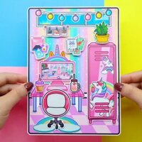 Ngôi nhà Búp Bê Học Liệu Unicose Quite Book ,Toca , Đồ chơi thông minh , đồ chơi bóc dán đồ chơi montessori