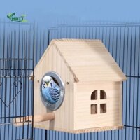 Ngôi nhà chim gỗ MNTT, Hộp nhân giống chim chống nắng chống mưa, Hộp tổ chim treo không gian lớn thực tế cho vẹt Parakeet Budgerigar