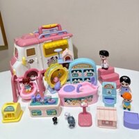 Ngôi nhà đồ chơi biến hình, xe bus đồ chơi mở ra ngôi nhà, đồ chơi nhập vai cho bé trai, bé gái
