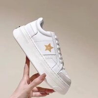 Ngôi Sao đế dày 2025 độn cao Bánh xốp mẫu mới Giày thường ngày giày trắng Giày thể thao dễ phối giày nữ giày thể thao