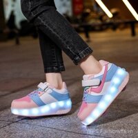 Ngọn Lửa Đôi Bánh Gót Giày Trượt Trẻ Em Của Kích Thước 28-40 Có Thể Sạc Lại LED Giày Trẻ Em Sáng Giày Cao Đầu Cha Mẹ-Trẻ Em Giày MBQK