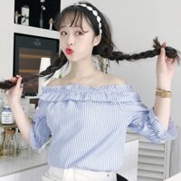 [NGON1511 - giảm thêm 10k] Áo trễ vai sọc xanh bèo