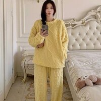 Ngọt Ngào Dễ Thương Phong Cách Nữ Peter Pan Cổ Áo Len Dệt Kim Nữ Chân Rộng Quần Phù Hợp Với