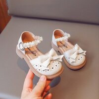 Ngọt Ngào Ngọc Trai Nơ Bé Gái Da Nửa Dép Rỗng Trái Tim Yêu Thương Đế Mềm Chống Trơn Trượt Trẻ Em Giày Đế Bằng 2-8 Tuổi