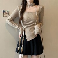 Ngọt Ngào Phong Cách Cay Ba Chiều Ruy Băng Hoa Hồng Dài Tay Áo Len Nữ Thu Đông 2024 Phong Cách Mới Tinh Tế Slim-Fit S