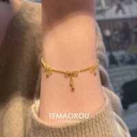 Ngọt Nơ Tua Rua Mặt Dây Chuyền Vòng Tay Vàng Nữ Tinh Tế Độc Đáo Không Dễ Phai Màu Phụ Kiện Tay 2025 Mới