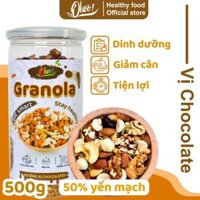 Ngũ Cốc Granola Dinh Dưỡng 3 Vị Mật ong - Matcha - Chocolate, 50 Yến Mạch, Đồ Ăn Vặt Healthy Hỗ Trợ Ăn Kiêng, 500gr - Chocolate