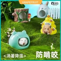 Ngủ Gấu Vàng Chuột Lang Ẩn Nhà Làm Mát Gốm Hamster Tổ Nhà Nhỏ Cảnh Quan Cabin Nhím Tiếp Liệu