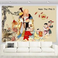 Ngũ Phúc Lâm Môn Bất Tử Tranh Trường Thọ Thần Tài Vương Nhà Bức Tranh Tường May Mắn Cậu Bé Nhà Phố Phong Thủy Treo Tranh