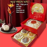 NGỰ THIỆN YẾN 1 (100gr Yến tinh chế + Bào Ngư + Hồng sâm lát + Sò Điệp + Nấm bụng dê)