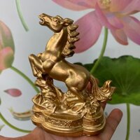 [Ngựa phong thủy] Tượng linh vật phong thủy con Ngựa trang trí phong thủy bàn làm việc  - Cao 12cm - Màu nhũ đồng