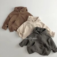 Ngực Dễ Thương Áo Hoodie Dễ Thương ~ Thiết Thực Thu Đông Phiên Bản Hàn Quốc Áo Len Trẻ Em Thời Trang Nam Nữ Bé Retro Áo Len Có Mũ Trùm Đầu Thường Ngày