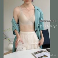 Ngực to khoe Áo lót nhỏ không gọng thép sâu cổ chữ V áo ngực liền mạch mới Áo ngực cúp ngực mỏng có thể điều chỉnh tập hợp