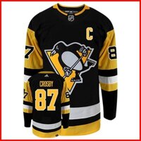 ♞,♘Ngược Retro Pittsburgh Penguins NHL Jersey Sidney Crosby #87 Áo COTTON đích thực USA