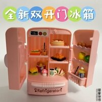 [Người bạn đồng hành tại nhà] Tủ lạnh Mini Cửa đôi Nhà chơi Đồ trang trí nhà bếp Đồ chơi Bé trai và Bé gái Quà tặng sinh nhật Giáo dục