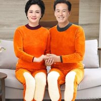 [Người cao tuổi trung niên bên trong ấm áp] Quần lót giữ nhiệt dành cho người cao tuổi trung niên Bộ đồ dày lông cừu nữ Bộ đồ dày dặn dày dặn của mẹ mùa thu đông nam bố Quần áo giữ nhiệt cho người cao tuổi