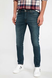 Người Đàn Ông Jean Denim Nam Rửa Sạch Xanh Denim Quần Mềm Mại Giữa Eo Thẳng Quần Lót Nam Trousers-K0145az18wn