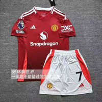 Người hâm mộ phát hành 24 / 25 Bộ áo đấu bóng rổ trẻ em Manchester United Home cho áo và quần short 16-28, có thể thêm tên và số của bạn