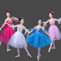 Người Lớn Lãng Mạn Ballet Tutu Luyện Tập Váy Thiên Nga Trang Phục Nữ Dài Tulle Đầm Trắng Hồng Xanh Màu Xanh Ballet Mặc
