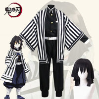 Người Lớn Trẻ Em Anime Demon Slayer Trang Phục Hóa Trang Iguro Obanai Đen Trắng Sọc Bộ Đồ Kimono KWWW