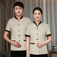 Người Lớn Vệ Sinh Làm Việc Đồng Phục Khách Sạn Trang Phục Vệ Sinh Tay Ngắn Phục Vụ Bàn Quần Áo Nhà Hàng Máy Rửa Bát Áo Sơ Mi