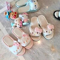 Người Nhật Bản Dễ Thương Mèo Con Vải Dép Đi Trong Nhà Thoáng Khí Hút Mồ Hôi Chống Trơn Trượt Bước