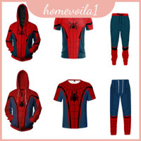 Người Nhện Áo Khoác Zip Áo Thun Quần Bộ Hip Hop Cosplay Trang Phục Marvel