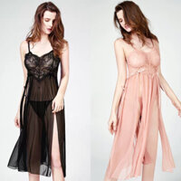 Người Phụ Nữ 2 Mảnh Ren Chia Lưới Váy Ngủ Với Thông Babydoll Đồ Lót Gợi Cảm Dài Chia Lưới Váy Ngủ, Đồ Lót Lãng Mạn Babydoll