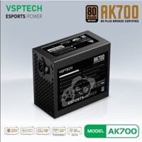 Nguồn Công suất Thực VSP AK700 80Plus Bronze (700W) Chính hãng (2x4+4pin, 4x6+2pin, Dây dài, Kèm dây nguồn)