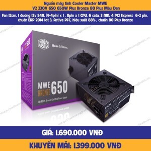 Nguồn máy tính Cooler Master MWE Bronze V2 650W 230V