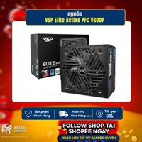 Nguồn máy tính VSP Elite Active PFC V600P - Đen/Trắng | 600W, ATX