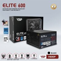 Nguồn máy tính VSP Elite Active PFC V600P – Đen | 600W, ATX