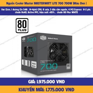 Nguồn - Power Supply Cooler Master MasterWatt Lite 700