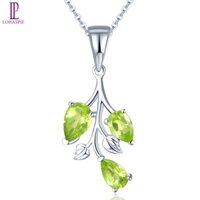 Nguyên Chất Bạc 925 Tự Nhiên Peridot Đá Quý Mặt Dây Chuyền Nữ Chất Lượng Hàng Đầu Trang Sức Cho Bé Gái Quà Tặng Năm Mới