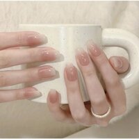 Nguyên Chất Handmade Hình Bầu Dục Đá Trong Suốt Màu Trần Tăng Cường Móng Tay Màu Trơn Thành Miếng Dán Móng Tay Giả Móng Tay Trị Liệu Miếng Dán