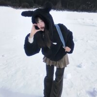 Nguyên Chất Mùa Đông Sang Trọng Dopamine Cotton Đệm Áo Khoác Tai Thỏ Có Mũ Trùm Đầu Nữ Mỹ Phong Cách Mới 2025 Top Desire Thu Đông Dày