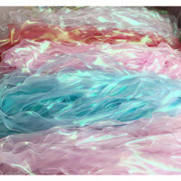 Nguyên cuộn 35m ruy băng voan bóng nhũ viền lượn sóng kim tuyến bản rộng 6 - 7cm