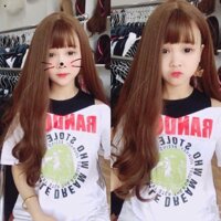 Nguyên đầu tóc giả cao cấp bấm chân- tặng lưới chùm tóc- hình thật - Hồng khói