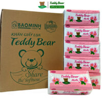 Nguyên Thùng 16 Gói Giấy ăn rút Lụa TEDDY BEAR Mollis Hồng Mềm Mịn