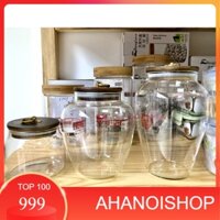 [NH] LỌ HŨ CHUM THỦY TINH CÓ NẮP GỖ SẦN BÌ KHÔNG MỐC CỰC CHẮC 0,5L - 1L - 1,2L GIÁ RẺ