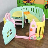 Nhà banh mini cho bé có cầu trượt bóng rỗ S08N12