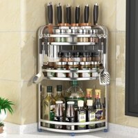 Nhà Bếp Giá Để Đồ Bằng Thép Không Gỉ Mặt Bàn Góc Giá Đựng Gia Vị Dầu Muối Nước Sốt Giấm Góc Tam Giác Kệ Đựng Gia Vị