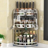 Nhà bếp Giá để đồ bằng thép không gỉ Mặt bàn góc Giá đựng gia vị Dầu muối Nước nho Góc tam giác Kệ lưu trữ gia vị / Giỏ