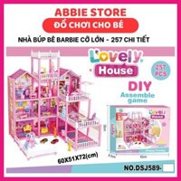 Nhà Búp Bê Barbie Cỡ Lớn, Đồ Chơi Lắp Ráp Mô Hình Biệt Thự Cho Bé Gái