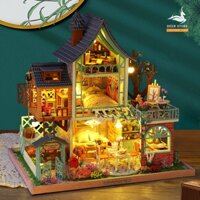 Nhà búp bê biệt thự bằng gỗ tự làm. Tặng DỤNG CỤ - 2 BÌNH KEO. ES002 Mô hình Nhà gỗ 3d DIY Secret Jungle