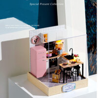 Nhà búp bê Tự làm bằng gỗ [Nhà TASTE OF LIFE có nội thất & đèn led ] Tặng kèm khung MICA + dụng cụ keo