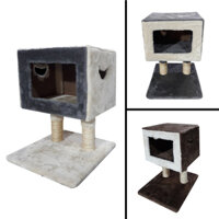 Nhà cây cho mèo 1 tầng kết hợp trụ cào móng cho mèo có phối màu CT00051